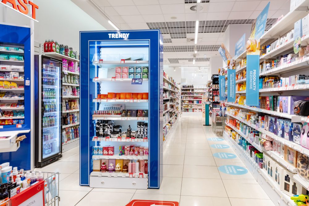 Elegancki regał ekspozycyjny typu \