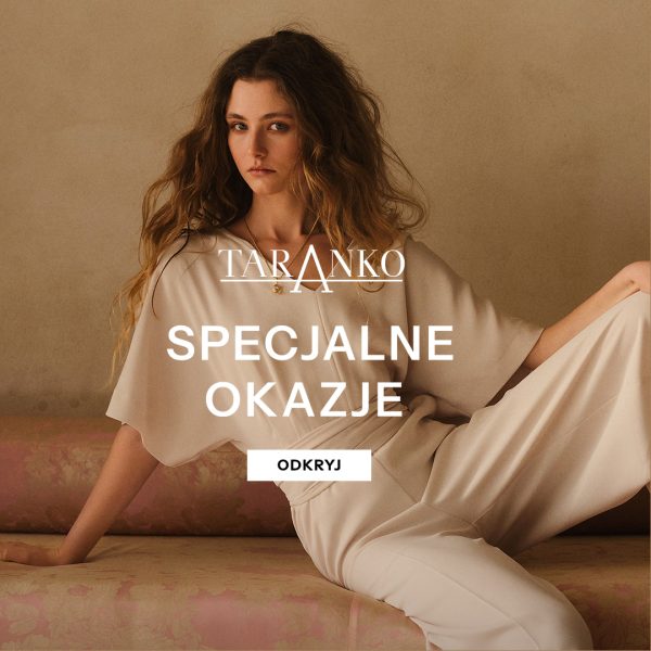 Elegancka kobieta w nowej kolekcji marki Taranko, stylowy grnitur o nowoczesnym kroju.