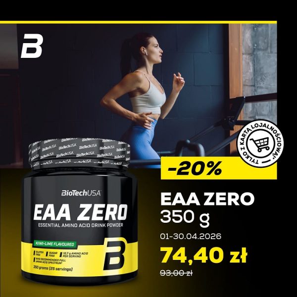 Zdjęcie produktu EAA Zero marki BioTechUSA informujące o zniżce -20%.