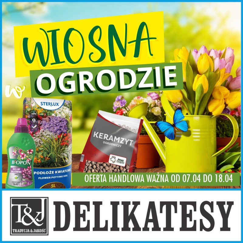 Na zdjęciu znajdują się produkty z asortymentu Delikatesów T&J: ziemia, nawozy i środki ochrony roślin.