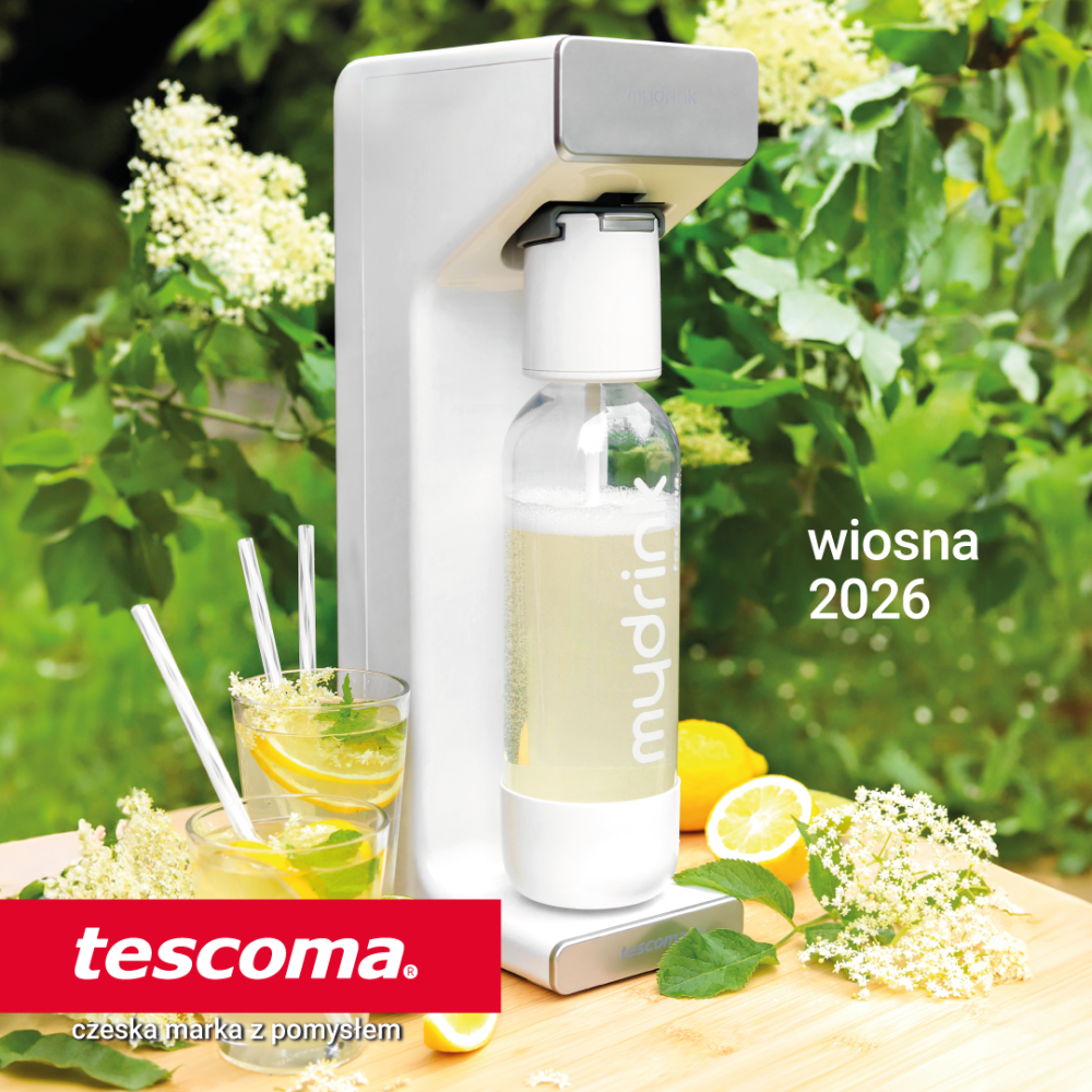 Grafika promocyjna prezentująca sprzęt marki Tescoma.