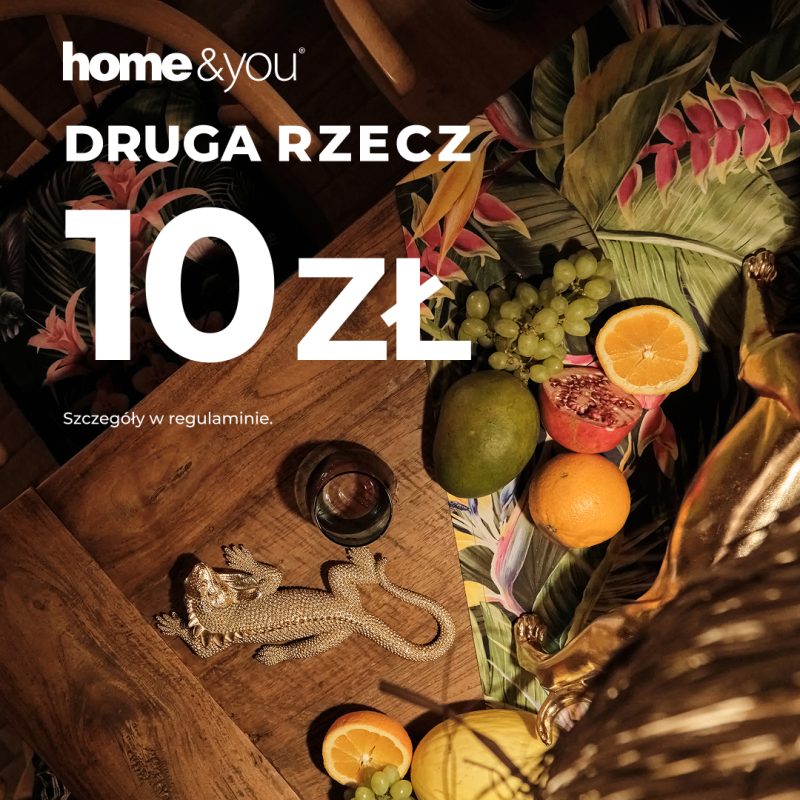 Stylowa dekoracja stołu z owocami i figurką jaszczurki promocja druga rzecz za 10 zł w home&you Pasaż Grunwaldzki