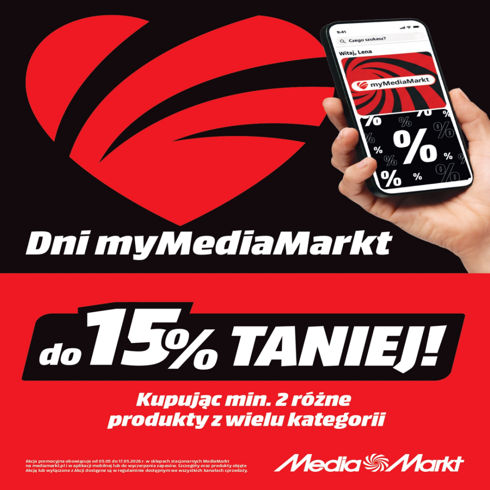 Grafika promocyjna Dni myMediaMarkt w Pasażu Grunwaldzkim we Wrocławiu do 15 procent taniej przy zakupie zestawów