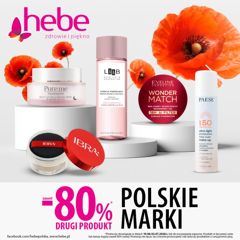 Galeria handlowa Pasaż Grunwaldzki Wrocław promka Hebe polskie marki kosmetyczne drugi produkt osiemdziesiąt procent taniej
