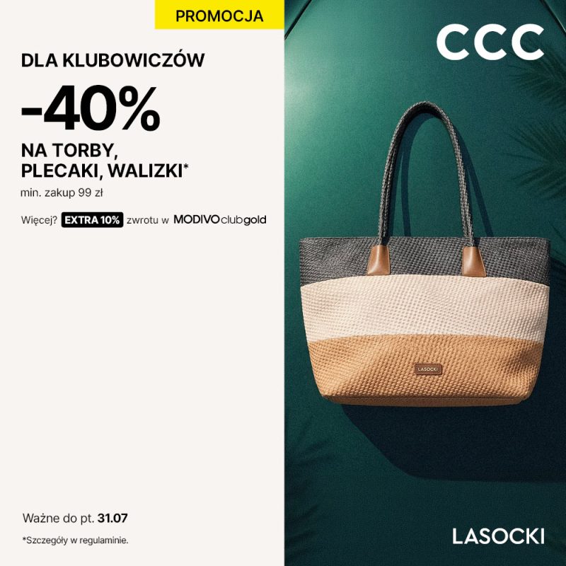 Kwadratowe zdjęcie produktowe w sklepie CCC prezentujące nowoczesną i stylową torbę z kolekcji Lasocki objętą promocją dla klubowiczów