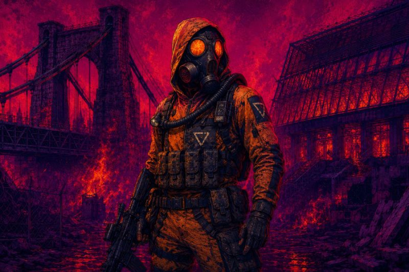 Pasaż Grunwaldzki Mass Escape Strefa Ewakuacji escape room Wrocław postapokaliptyczna postać w masce